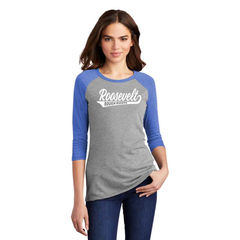 DM136L District ® Women’s Perfect Tri ® 3/4-Sleeve Raglan; WHITE TAIL PRINT
