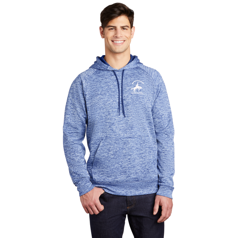   ST225  Sport-Tek® PosiCharge® Electric Heather Fleece Hooded Pullover, Embroider left chest White
